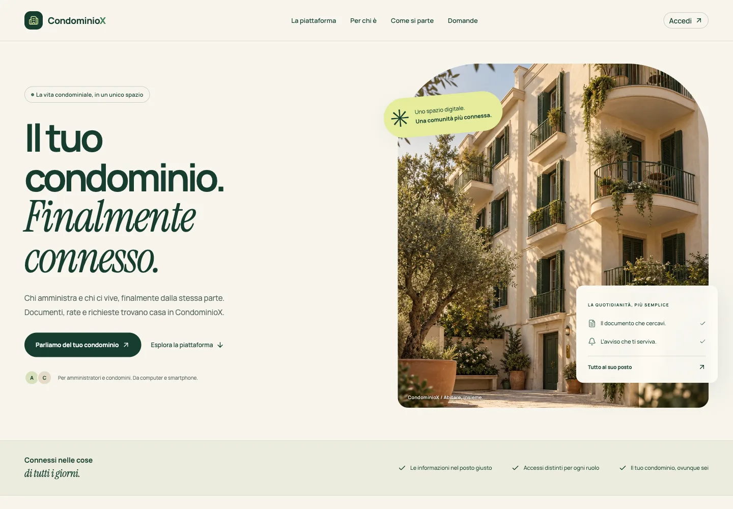 Schermata del sito CondominioX