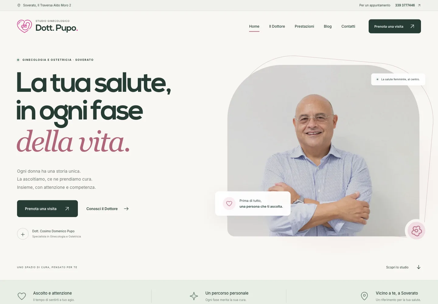 Schermata del sito Studio Ginecologico Pupo